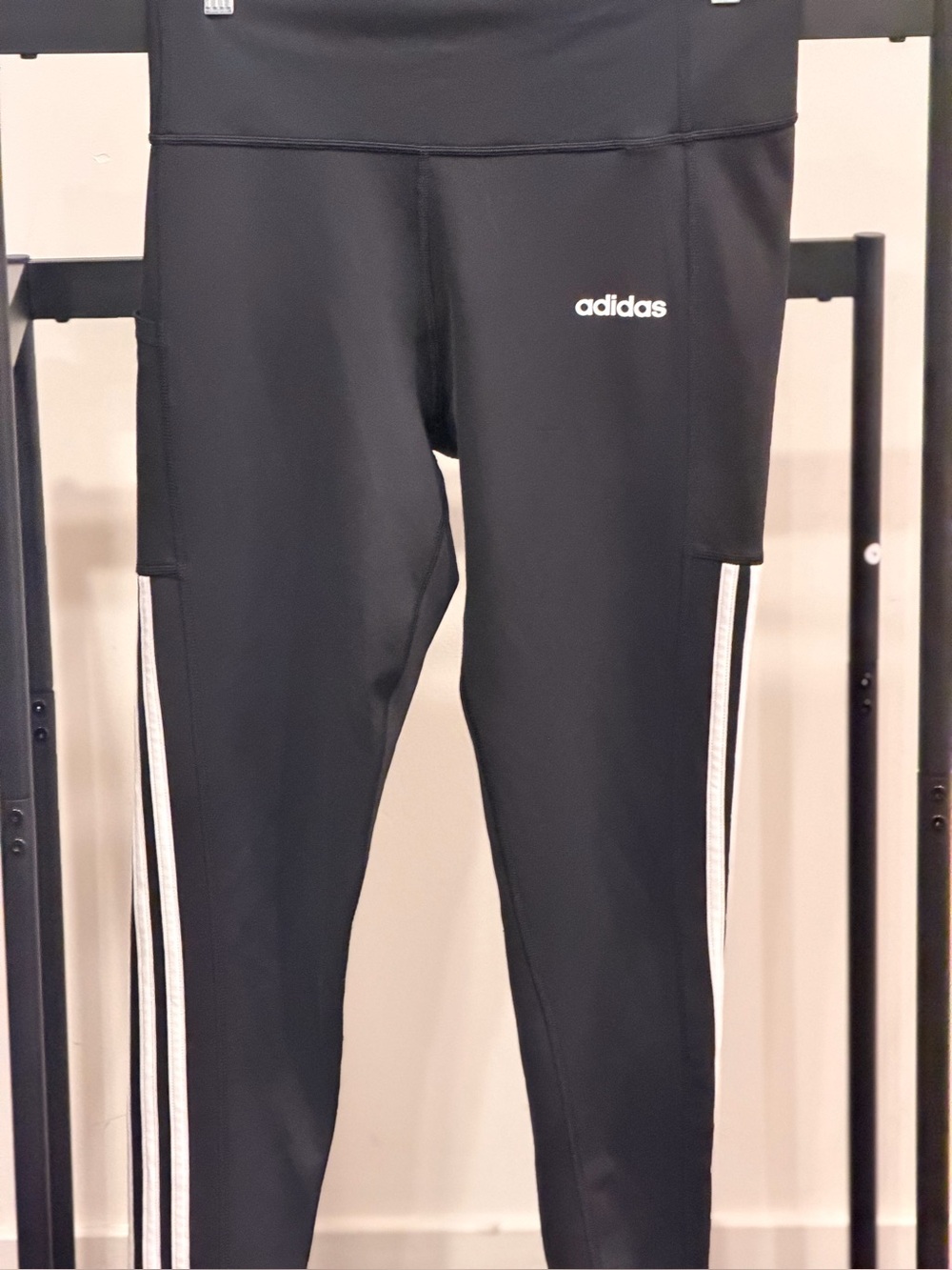 adidas Black Leggings with White Side Stripes women